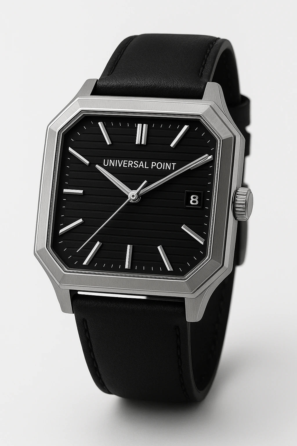 Luxury Black Leather Strap Men's Watch | Premium Square Analog Wrist Watch (With Box)