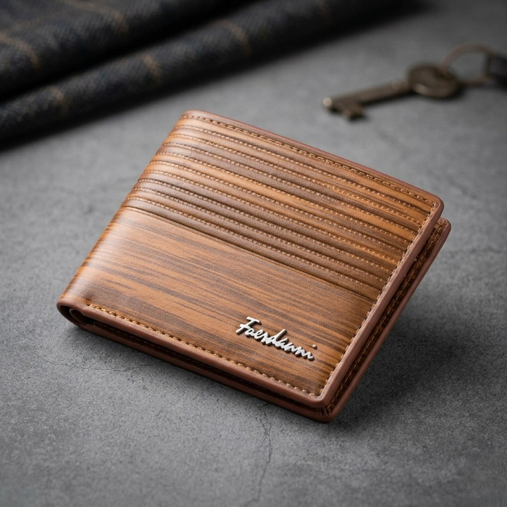 Men’s Premium Leather Wallet – Stylish Ribbed Texture Design