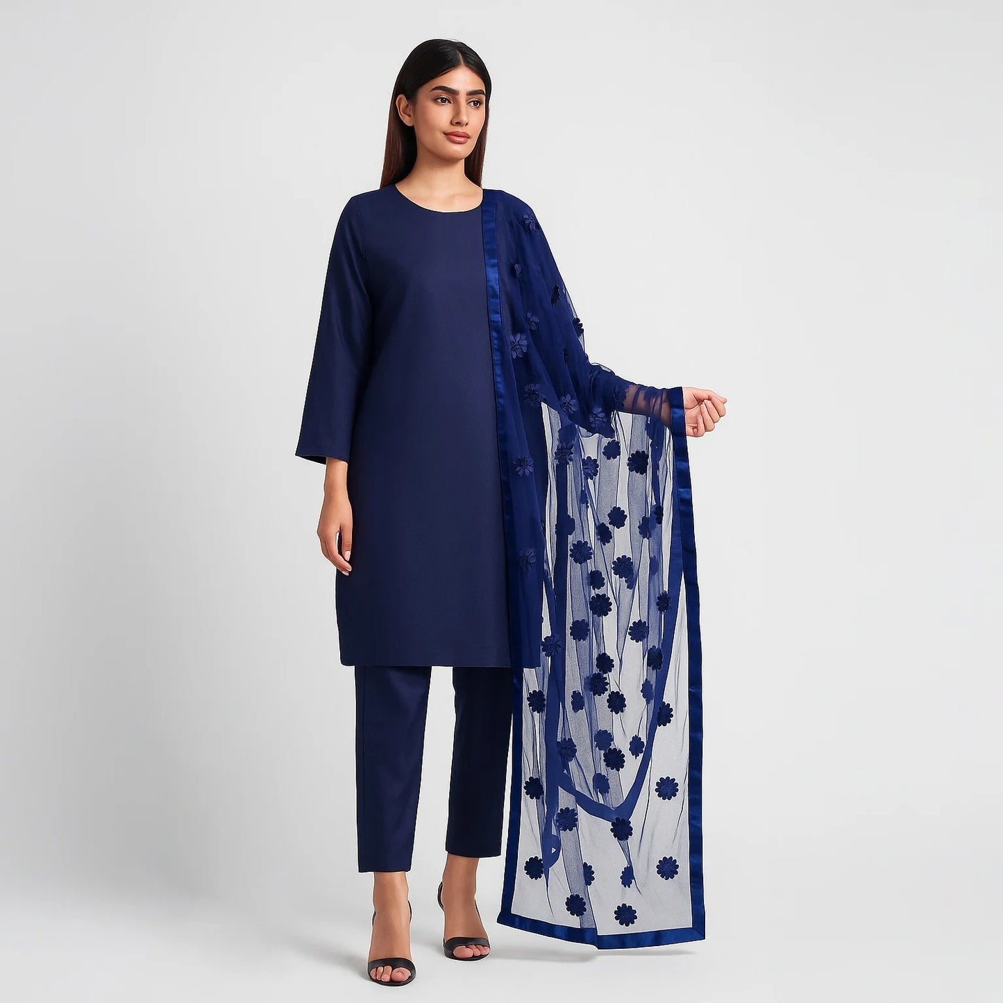 Premium Cotton Silk Unstitched 3 Piece Suit With Net Dupatta For Women