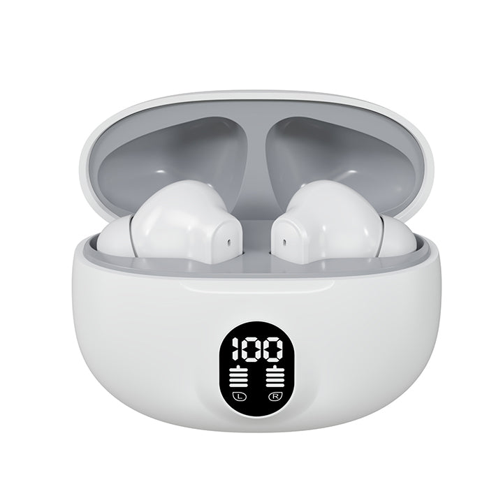 Deep Black Wireless Earbuds with Digital Display Charging Case