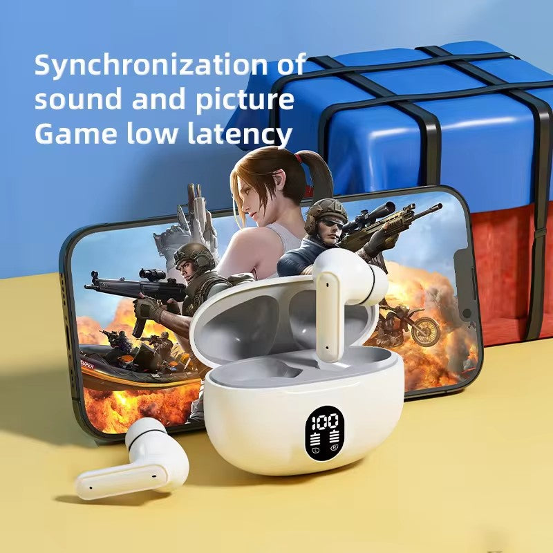 Deep Black Wireless Earbuds with Digital Display Charging Case