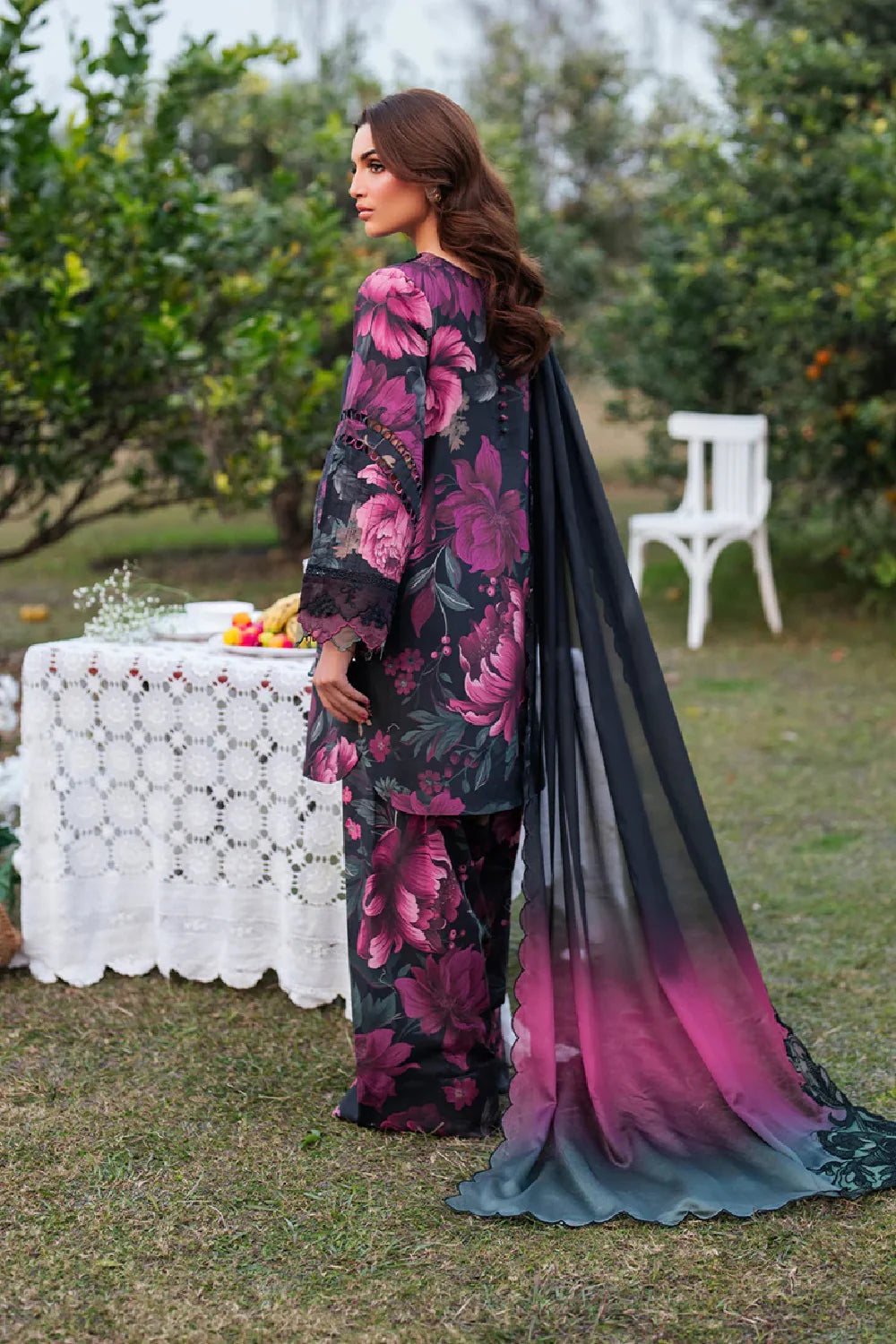 Digital Printed 3Pc Embroidered Lawn Unstitched Suit with Chiffon Dupatta – Summer Collection 2026
