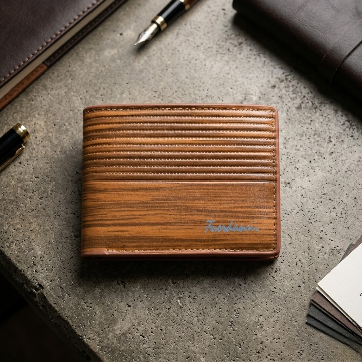 Men’s Premium Leather Wallet – Stylish Ribbed Texture Design