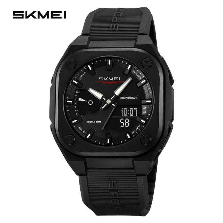 SKMEI Men's Analog Digital Sports Watch – Waterproof LED Display Silicone Strap Casual Wrist Watch