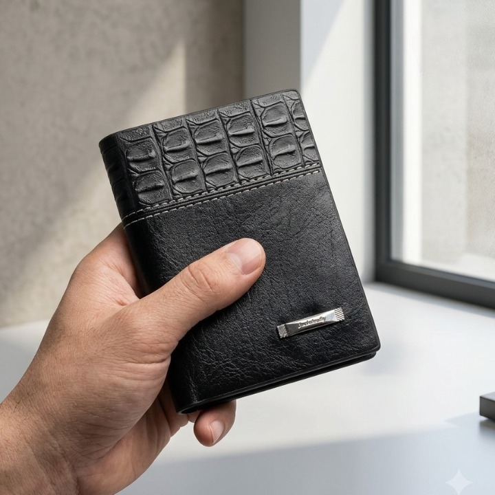 Men’s Stylish Leather Wallet – Premium Crocodile Pattern Design