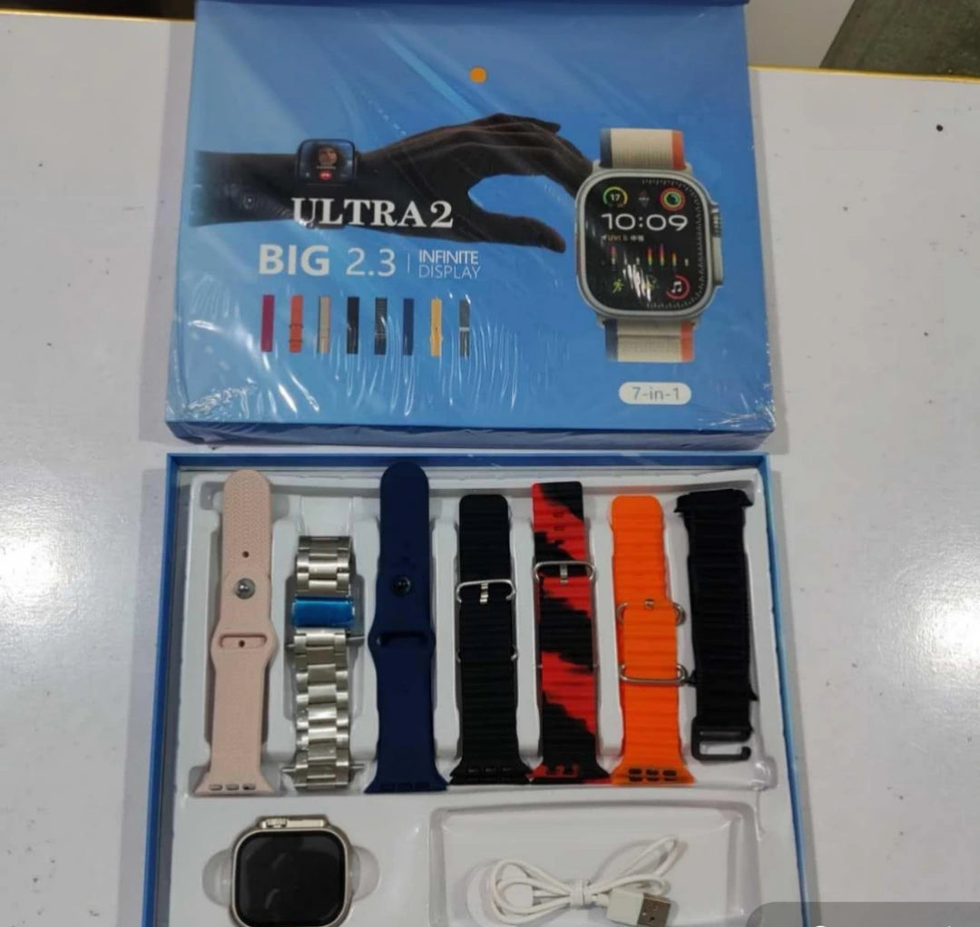 Ultra 2 Smart Watch 7-in-1 – 2.3" Infinite Display with 7 Interchangeable Straps