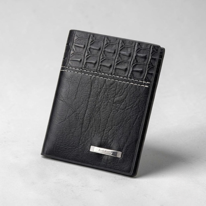 Men’s Stylish Leather Wallet – Premium Crocodile Pattern Design