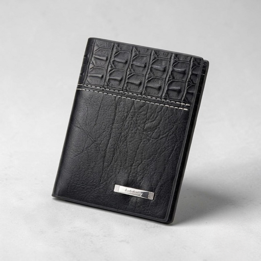 Men’s Stylish Leather Wallet – Premium Crocodile Pattern Design