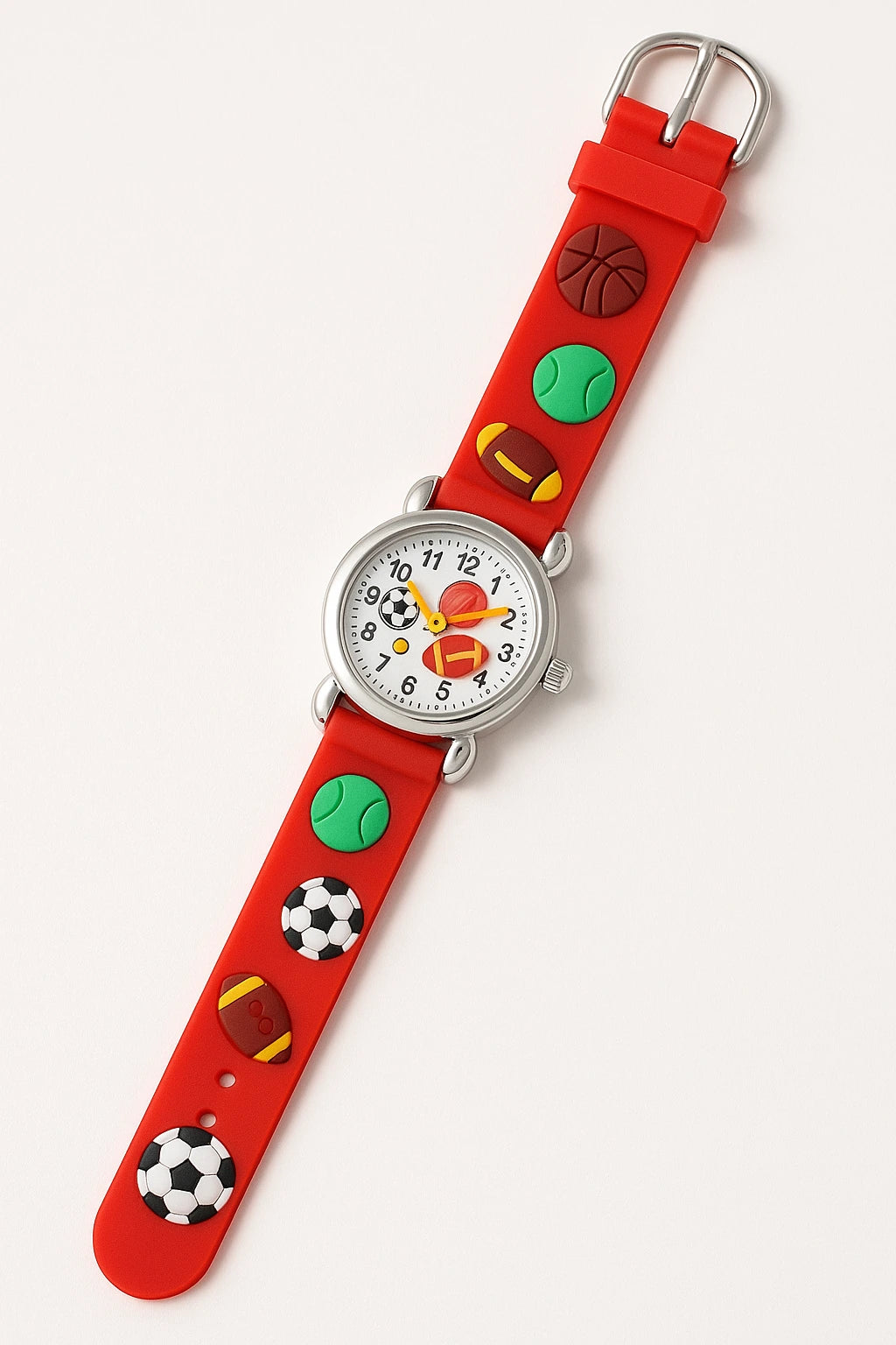 Sports Theme Kids Watch – Colorful Silicone Strap Analog Wrist Watch for Boys & Girls | Fun Cartoon Sports Design