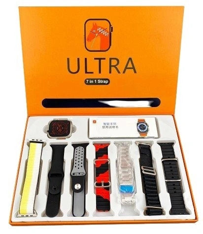 Smart Watch Ultra 7-in-1 Combo Set with Interchangeable Straps