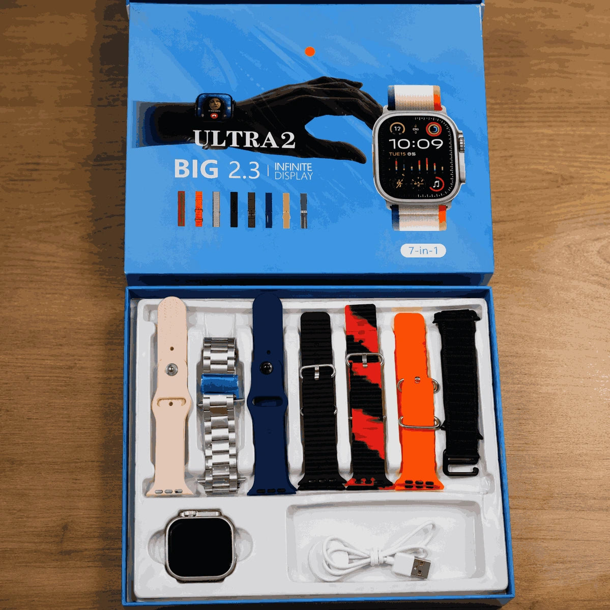 Ultra 2 Smart Watch 7-in-1 – 2.3" Infinite Display with 7 Interchangeable Straps