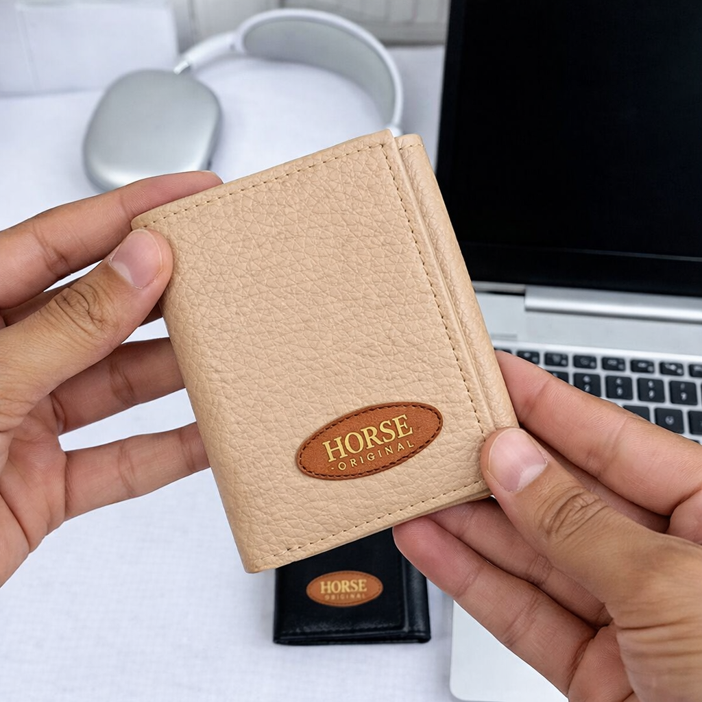 Premium Cream Leather Wallet for Men – Stylish & Compact Design
