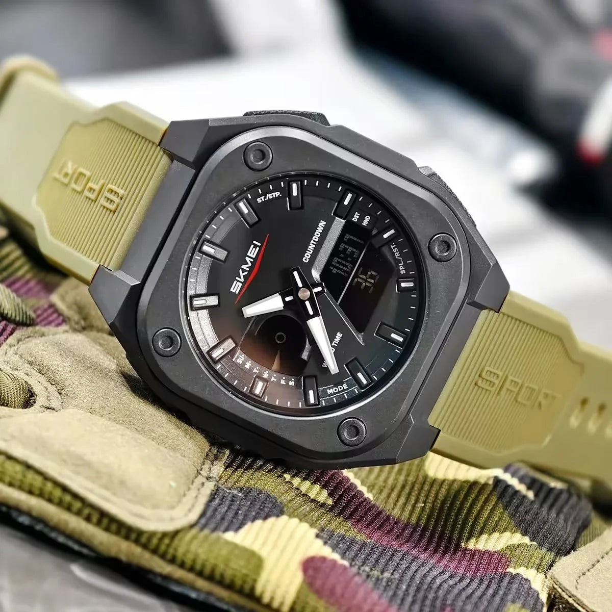SKMEI Men's Analog Digital Sports Watch – Waterproof LED Display Silicone Strap Casual Wrist Watch
