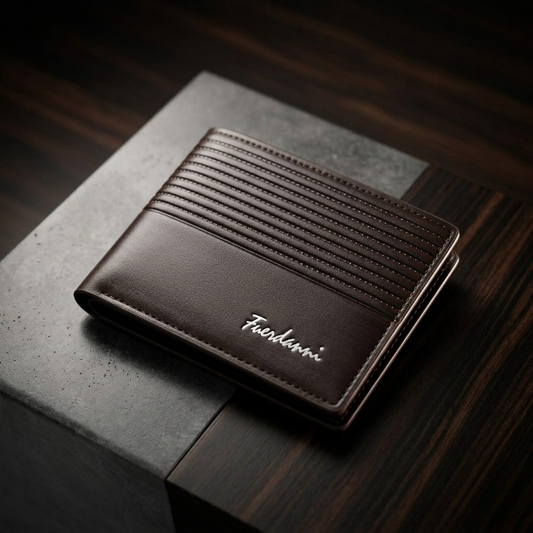 Men’s Premium Leather Wallet – Stylish Ribbed Texture Design