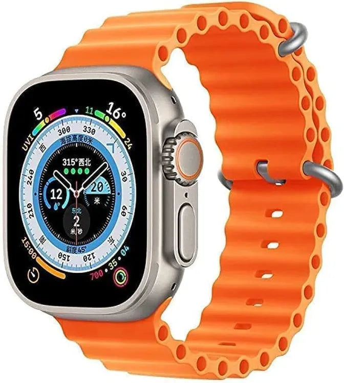 T800 Ultra Smart Watch – 1.99" HD Display, Bluetooth Calling & Orange Silicone Strap